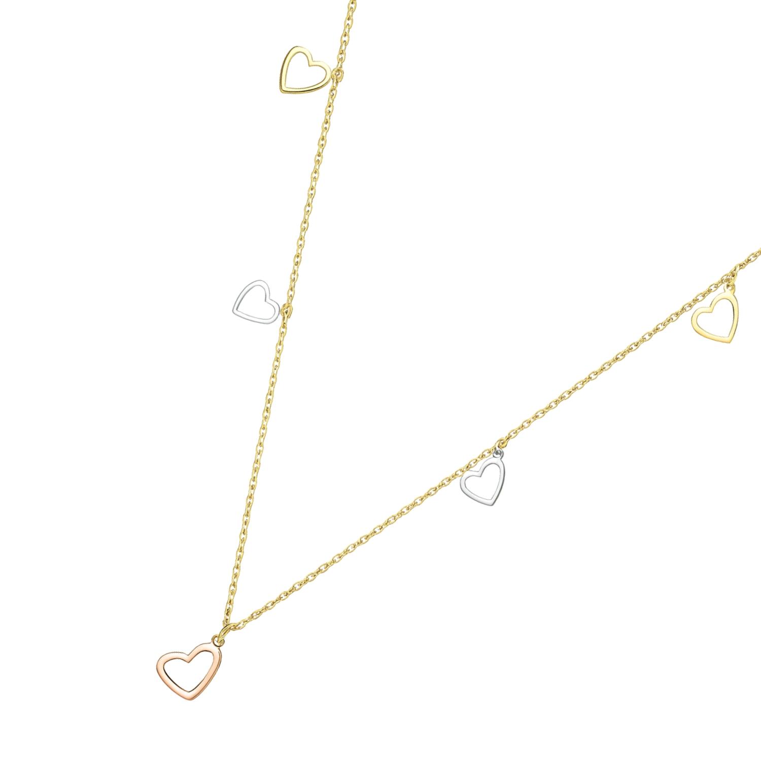 Collar Oro Amarillo 18kt Cinco Corazones 1