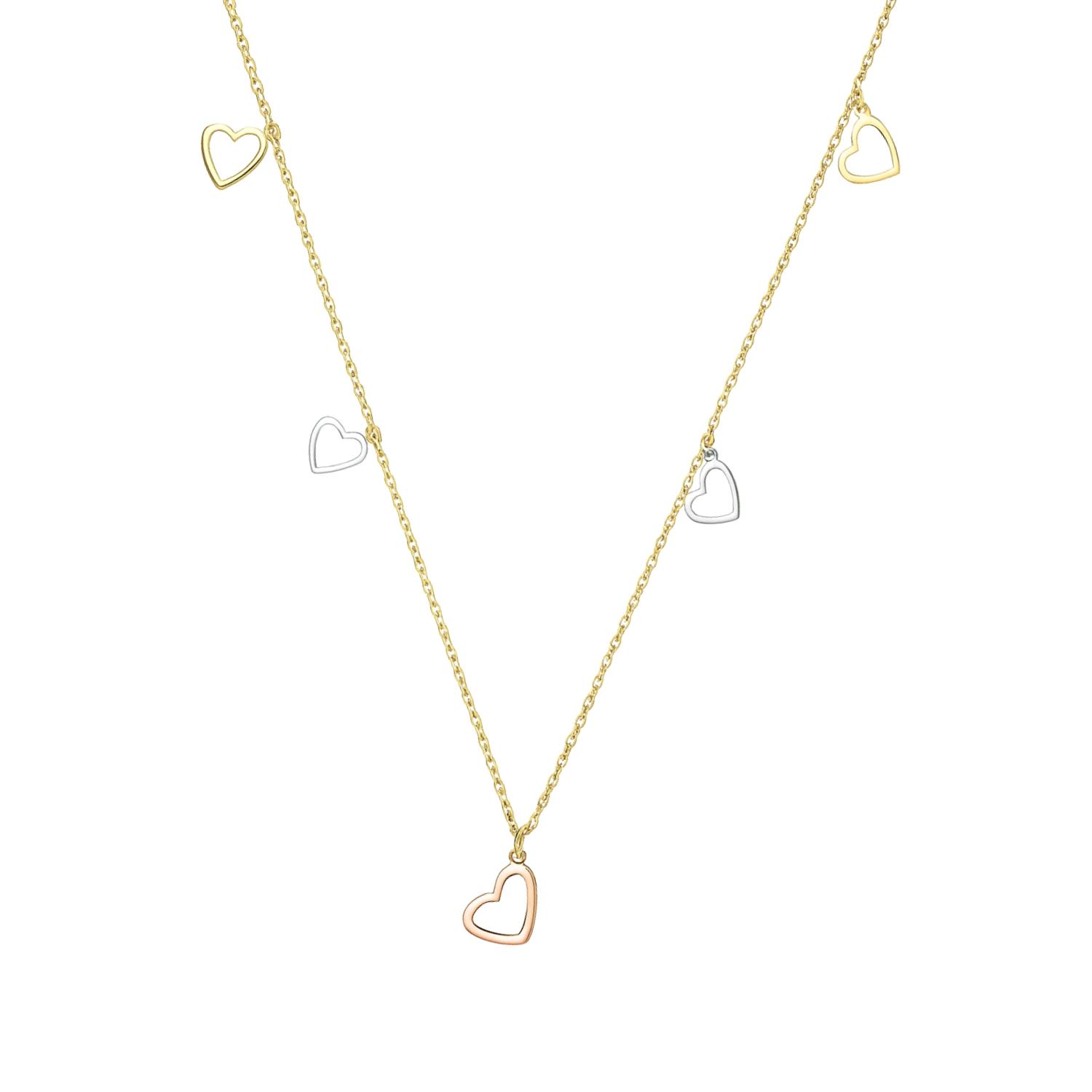 Collar Oro Amarillo 18kt Cinco Corazones 2