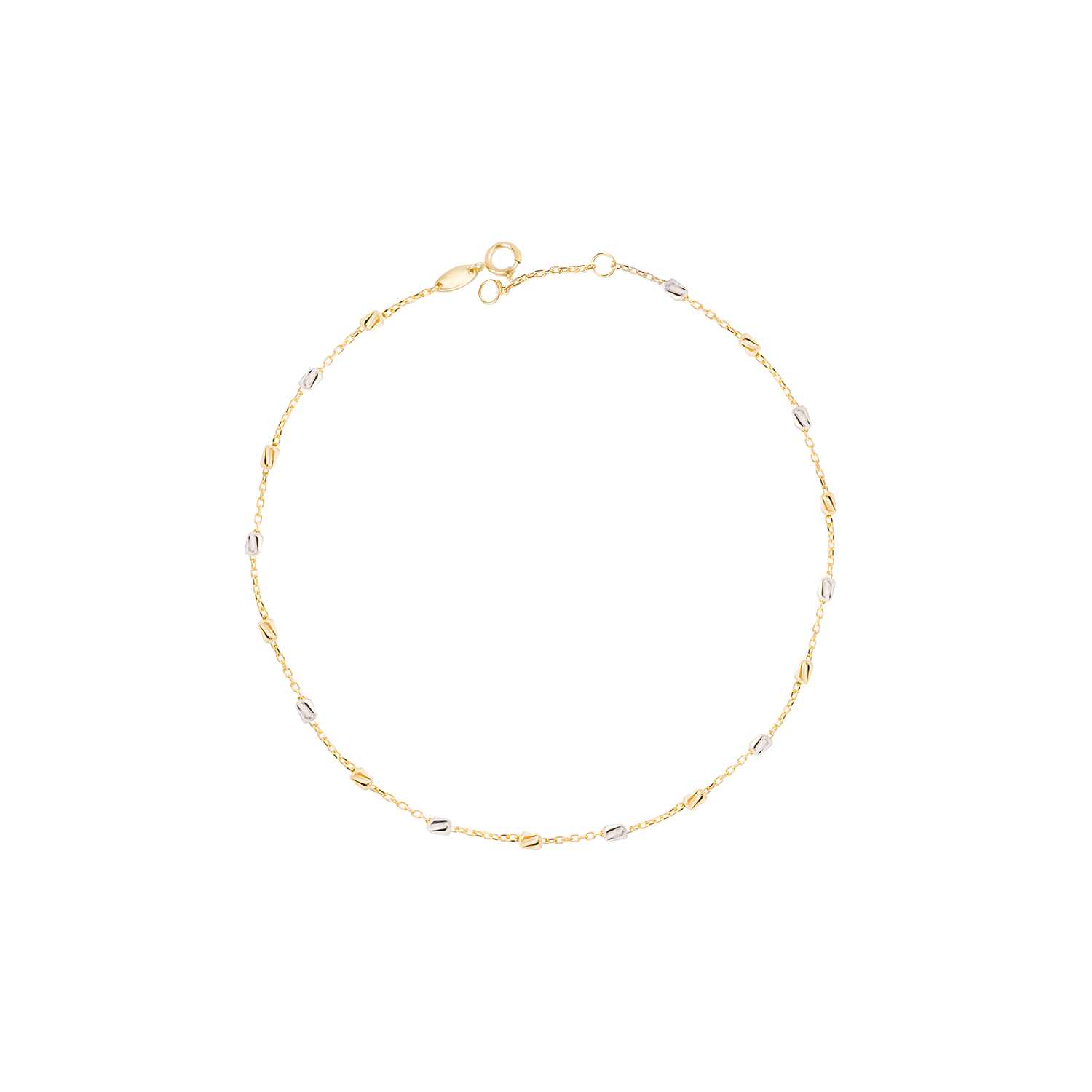 Tobillera Oro Amarillo 18kt Eslabones Tricolor 1