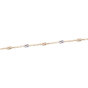 Tobillera Oro Amarillo 18kt Eslabones Tricolor