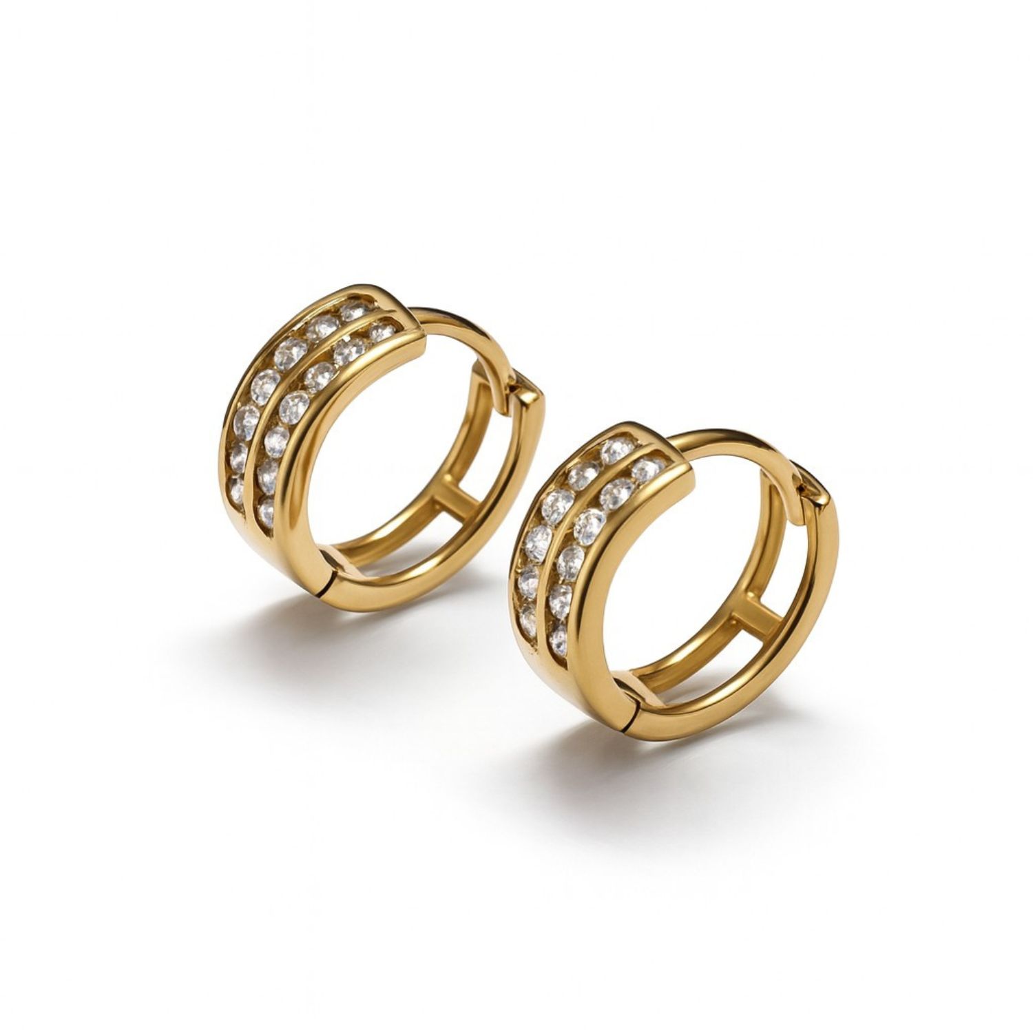 Aros Oro Amarillo 18kt Argollas Circonita 1