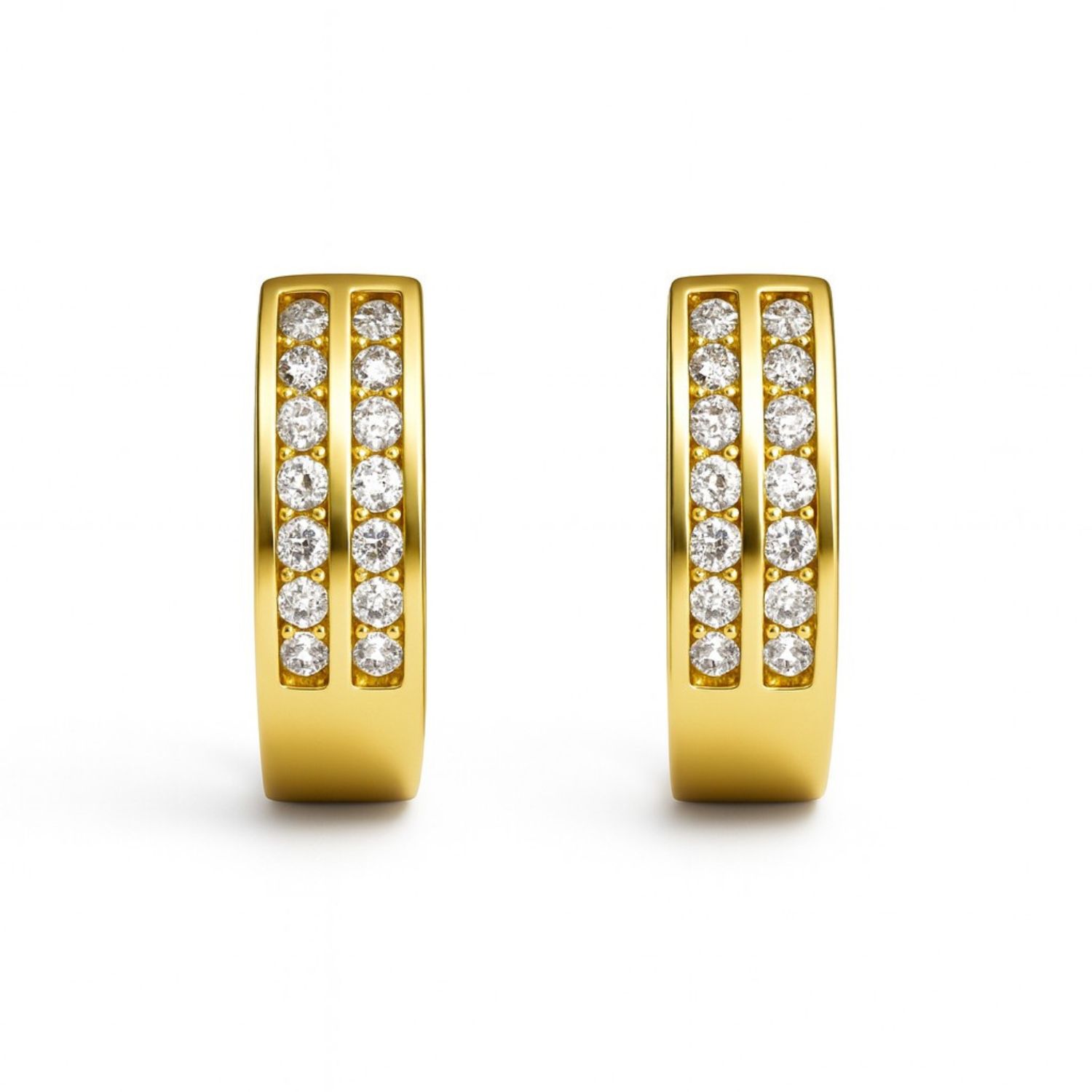 Aros Oro Amarillo 18kt Argollas Circonita 2