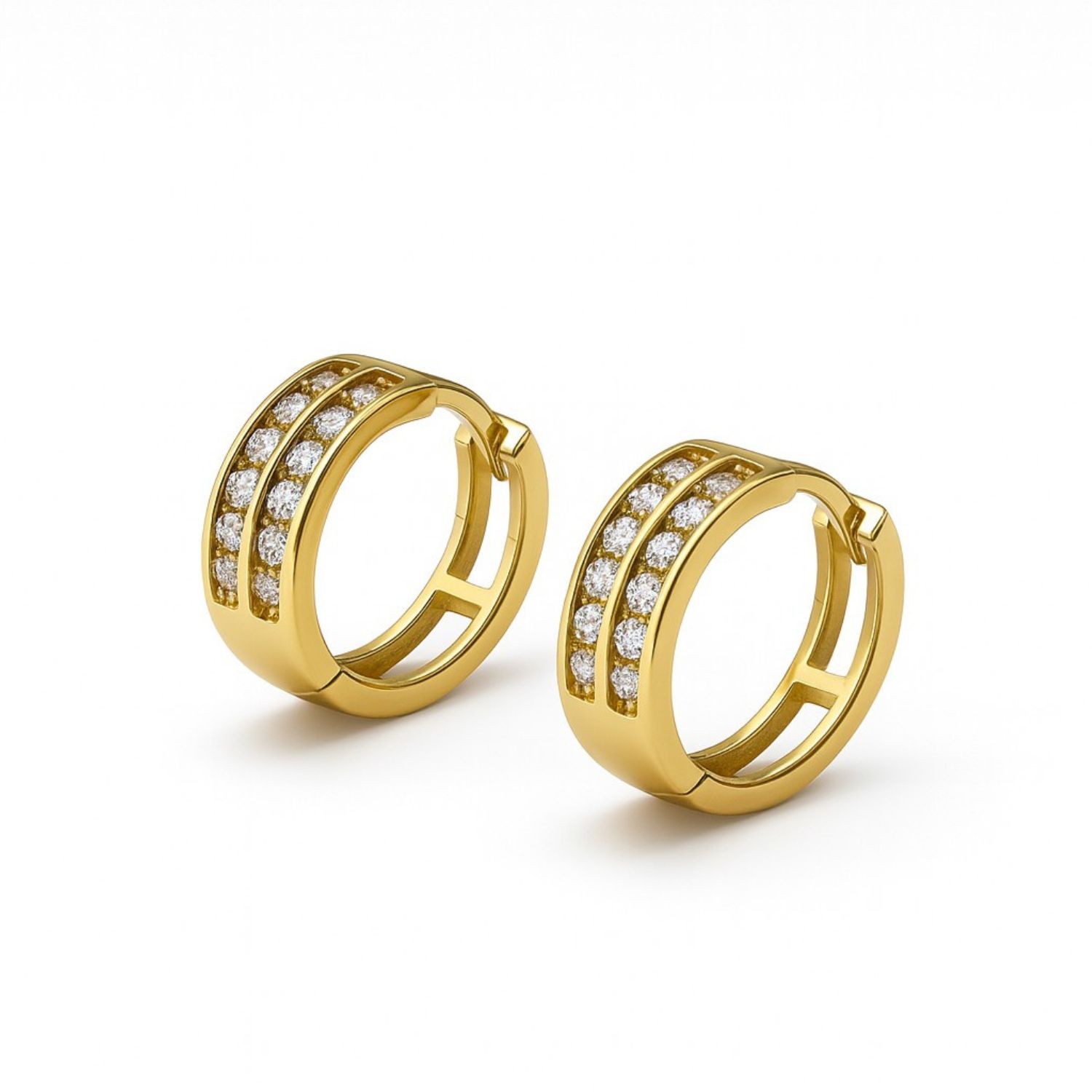 Aros Oro Amarillo 18kt Argollas Circonita 3