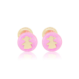 Aros de Oro 18kt Niña Rosada