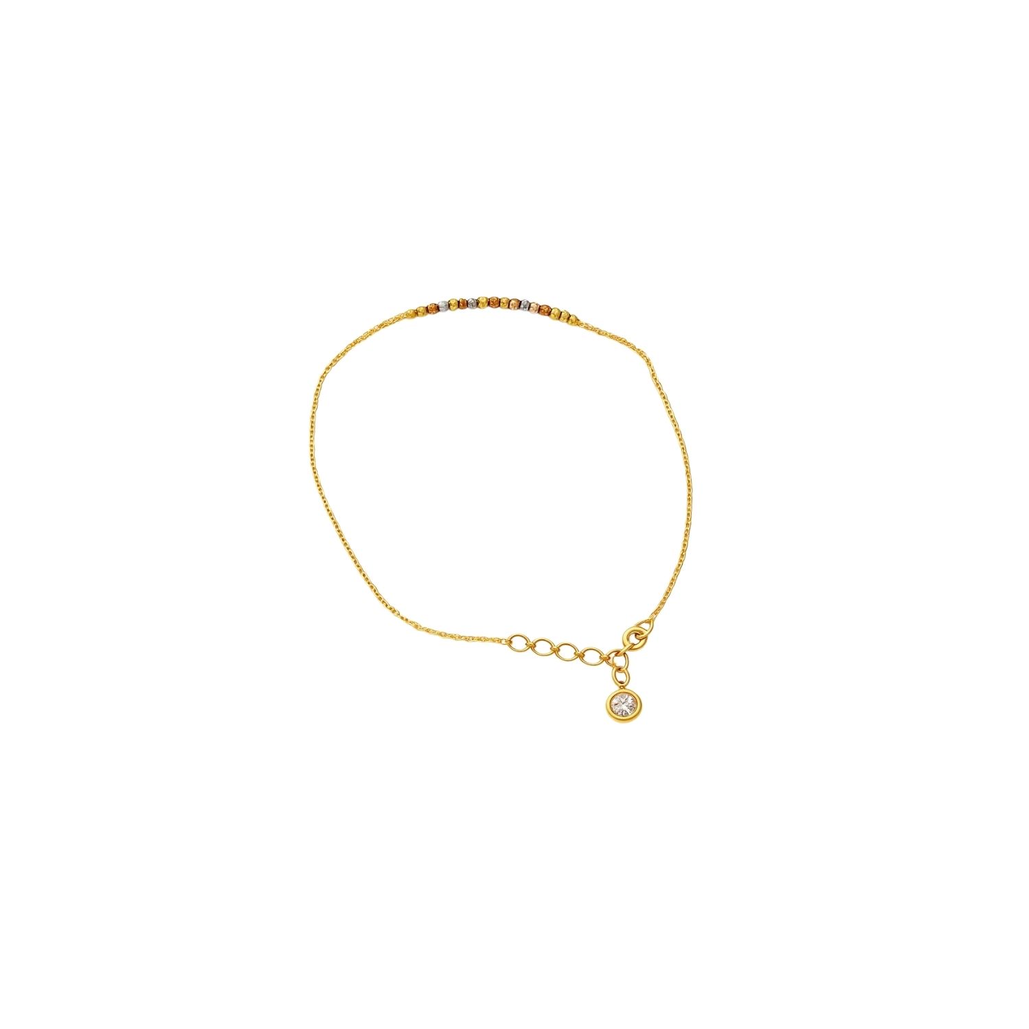 Pulsera Oro Amarillo 18kt Cadena Esferas Bicolor 1
