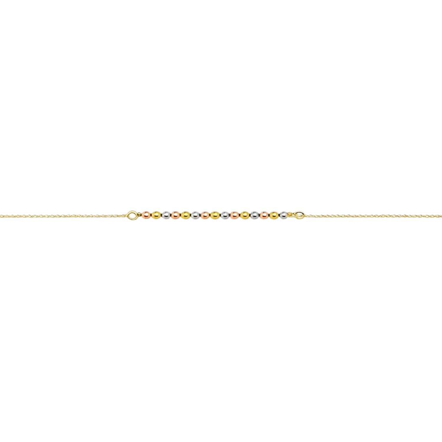 Pulsera Oro Amarillo 18kt Cadena Esferas Bicolor 2