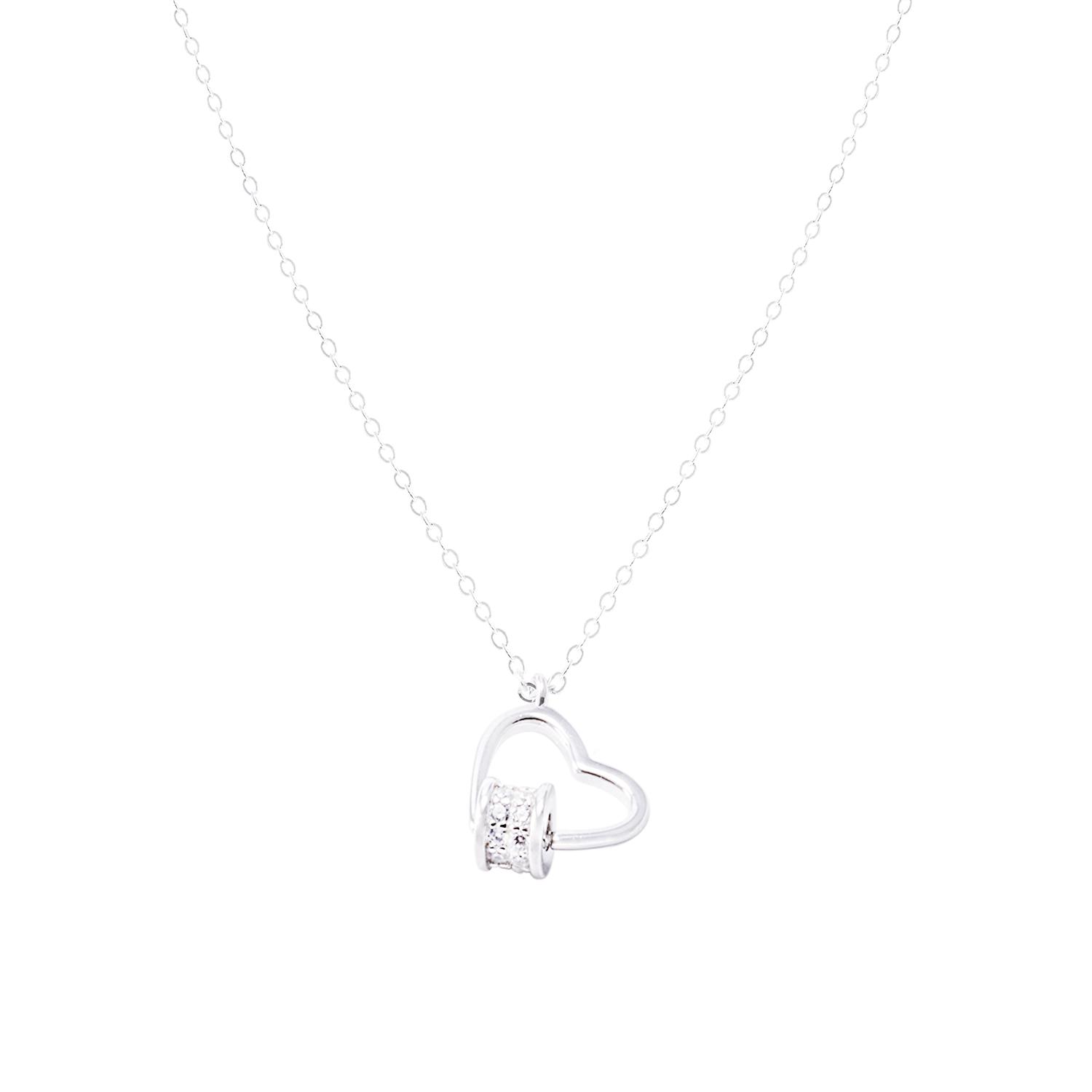 Collar de Plata Esterlina 925 Corazón Círculos de Circón Giratorio 2