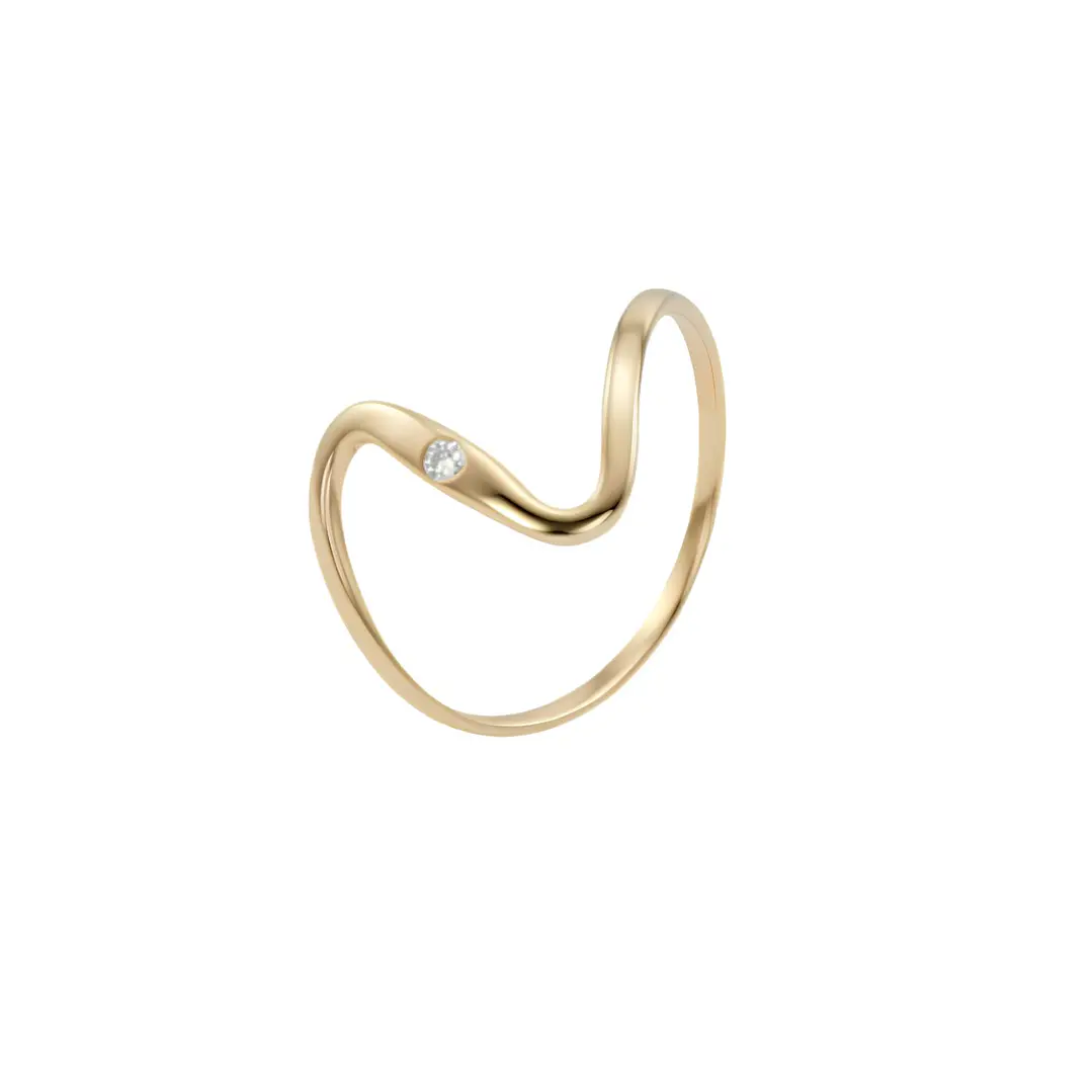 Anillo Oro Miel 18kt Ola Contemporánea 1