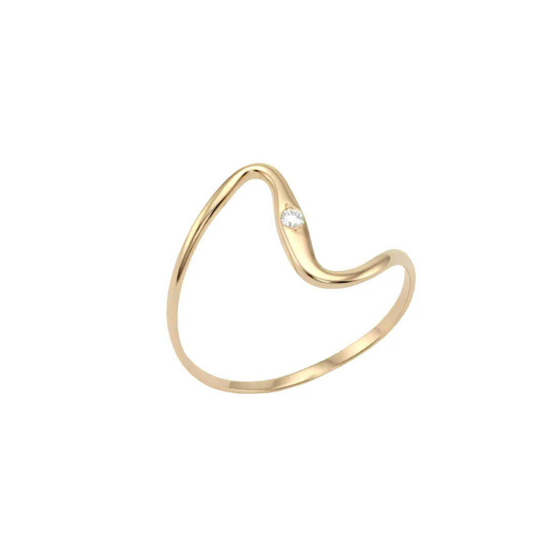Anillo Oro Miel 18kt Ola Contemporánea 3
