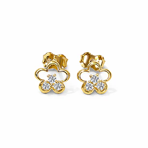 Aros Oro Amarillo 18kt Flor Circonita