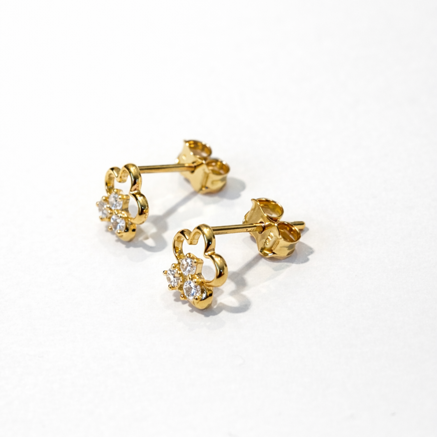 Aros Oro Amarillo 18kt Flor Circonita 2