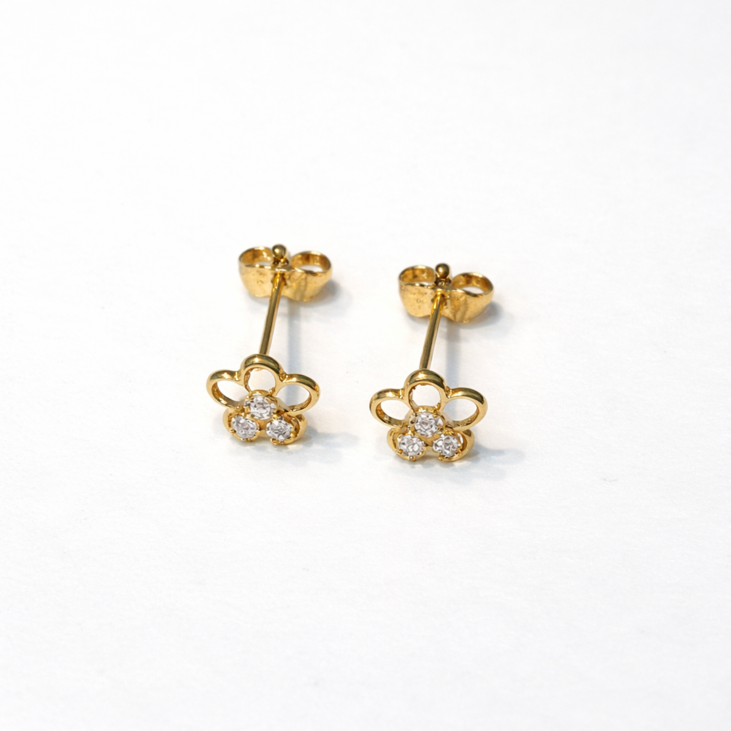 Aros Oro Amarillo 18kt Flor Circonita 3