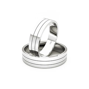 Par Argollas Matrimonio de Oro Blanco 18kt Modelo Royal 5,0mm