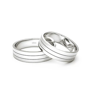 Par Argollas Matrimonio de Oro Blanco 18kt Modelo Royal 5,0mm