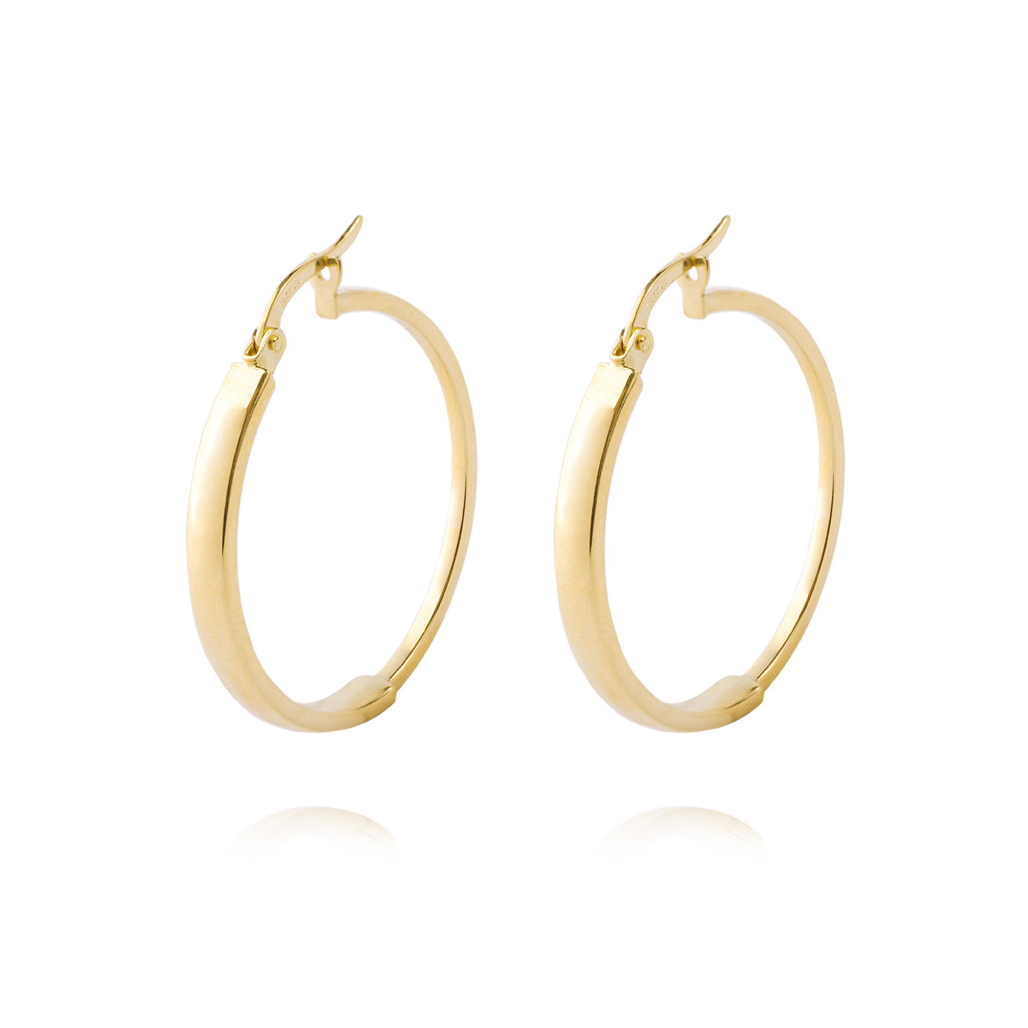 Aros de Oro 14kt Argolla Mitad Tubo 25mm 1