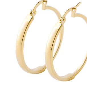 Aros de Oro 14kt Argolla Mitad Tubo 25mm