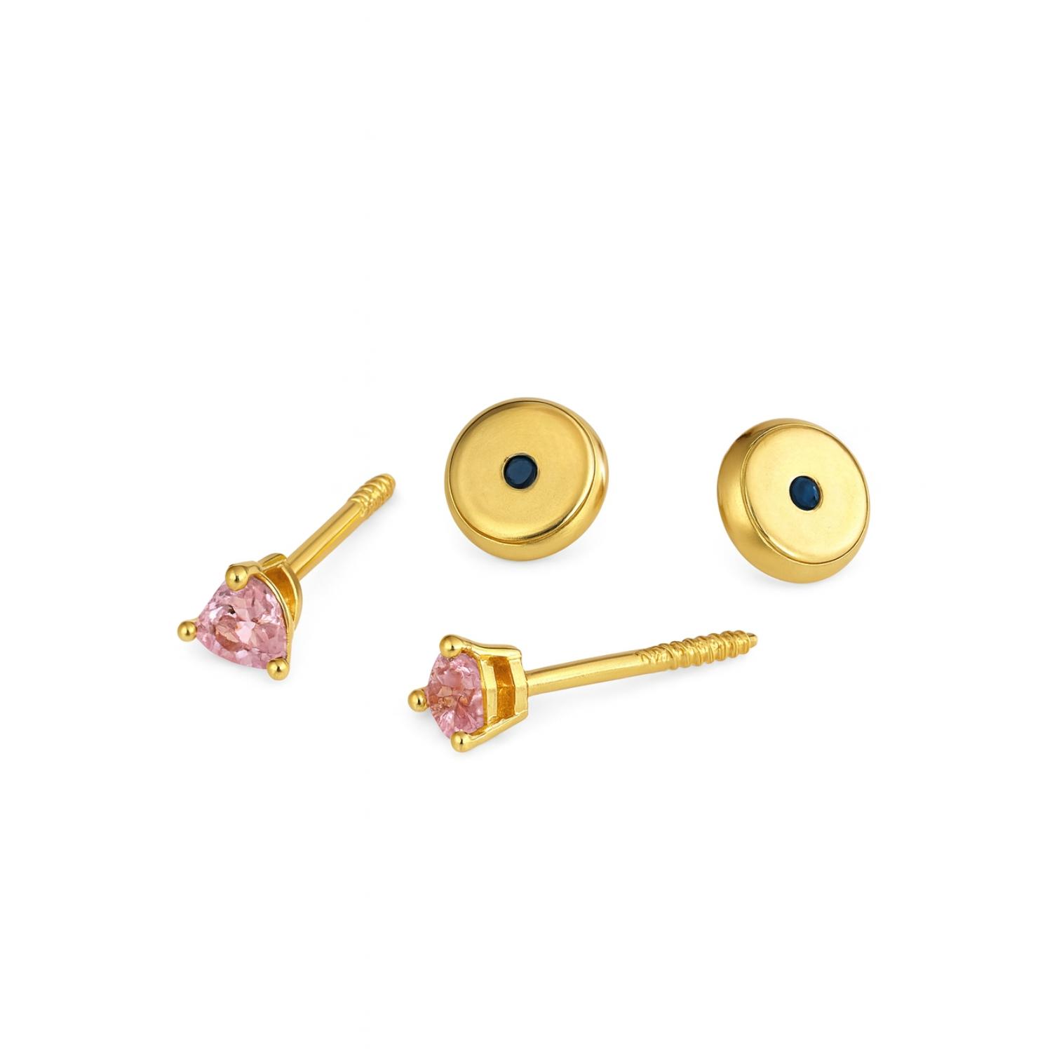 Aros de Oro 18kt Cozarón Circonita Rosa Francia 3