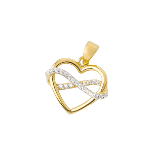 Colgante de Oro 14kt Corazón Circonitas Entrelazados