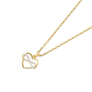 Colgante de Oro 14kt Corazón Circonitas Entrelazados