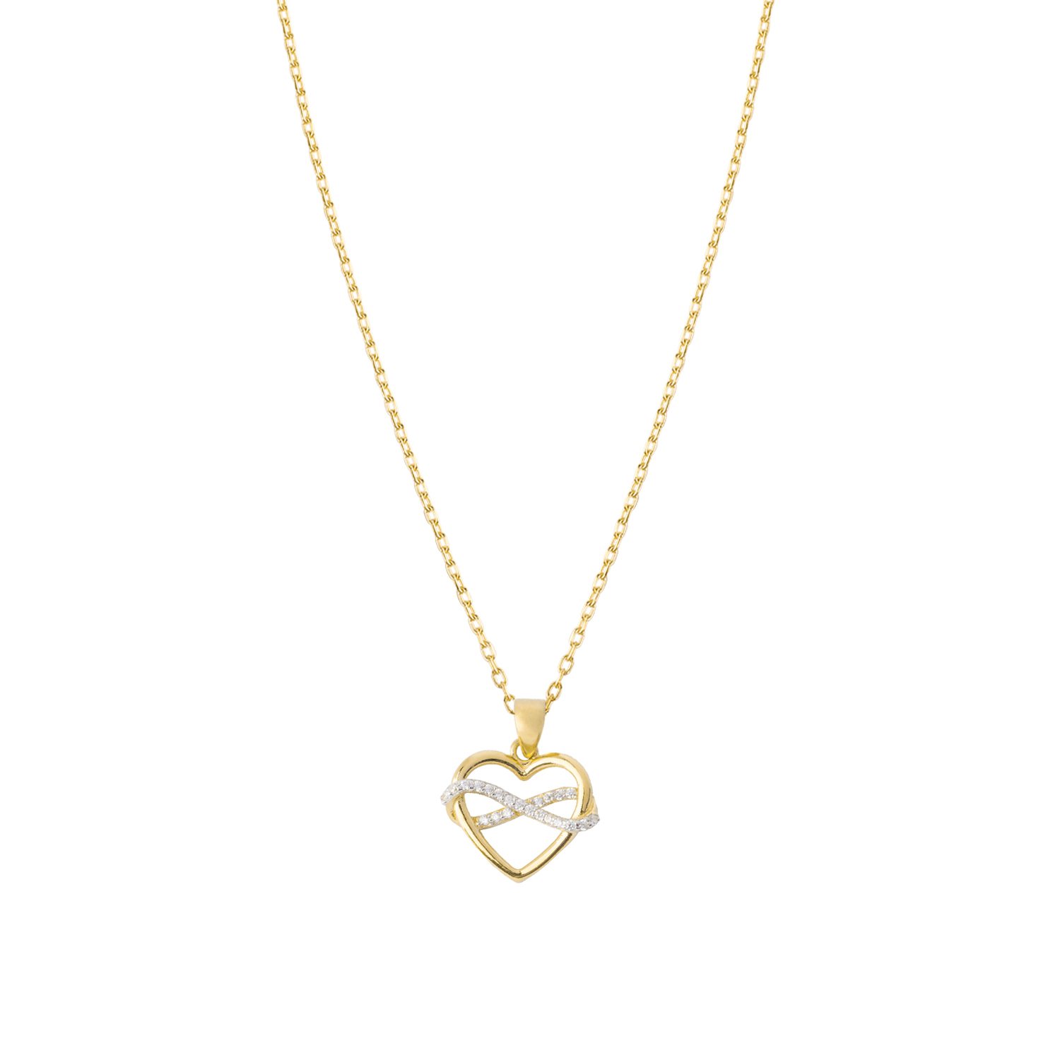 Colgante de Oro 14kt Corazón Circonitas Entrelazados 3
