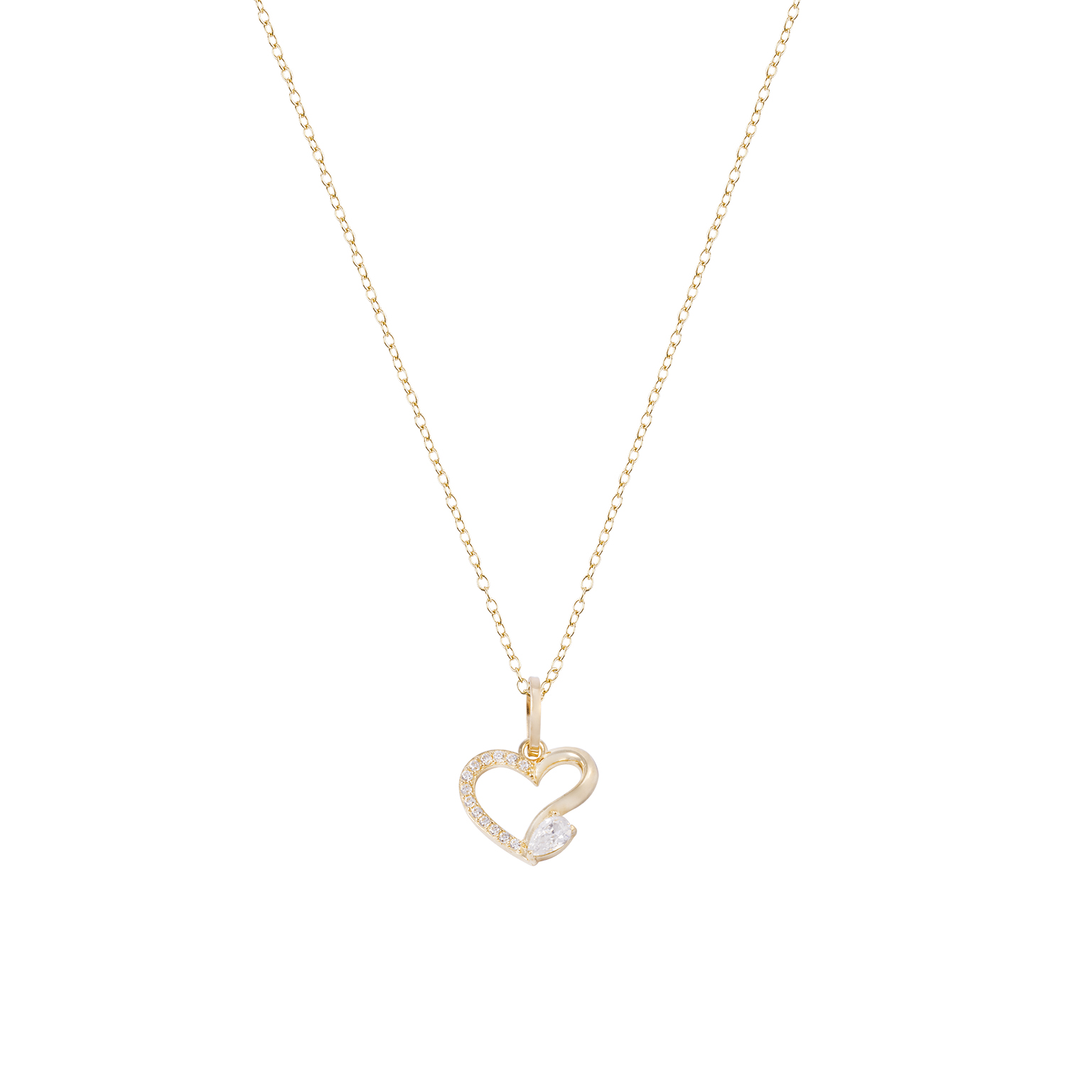 Colgante de Oro 18kt Corazón Circonita Gota 3
