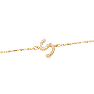 Pulsera de Oro Amarillo 18kt Letras S con Diamantes 7Pts