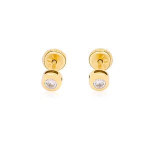 Aros de Oro 18kt Punto De Luz con Circonita 3,0 mm