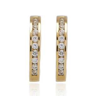 Aros de Oro 18kt Argollas 1 fila Circón