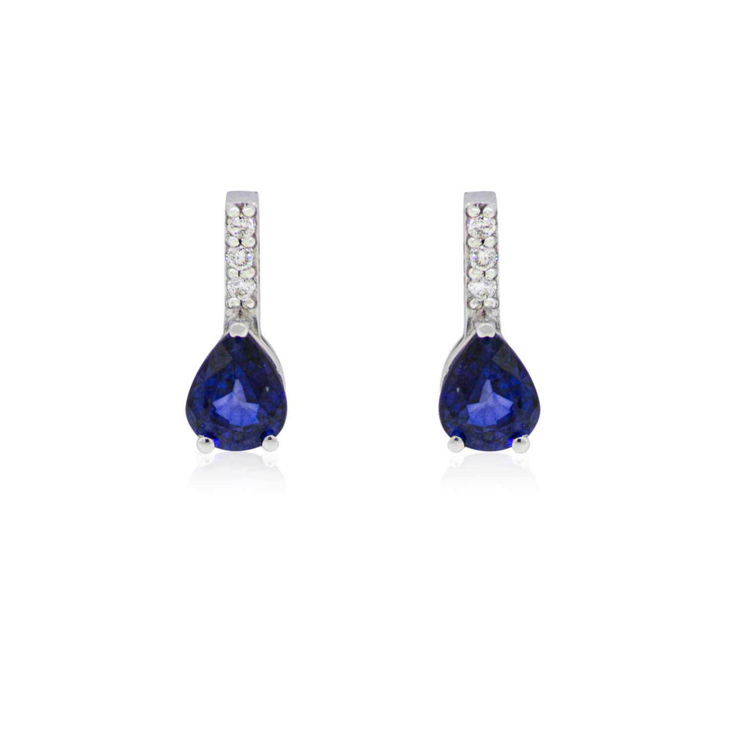 Aros de Oro 18kt con Diamantes 4pts total SI/H 86pts Zafiro 1