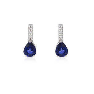 Aros de Oro 18kt con Diamantes 4pts total SI/H 86pts Zafiro