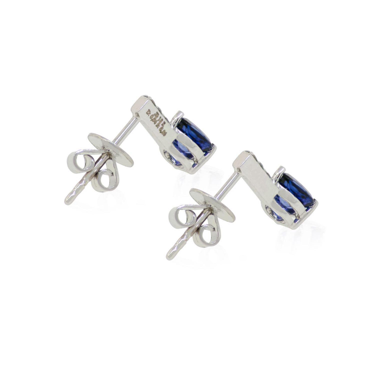 Aros de Oro 18kt con Diamantes 4pts total SI/H 86pts Zafiro 3