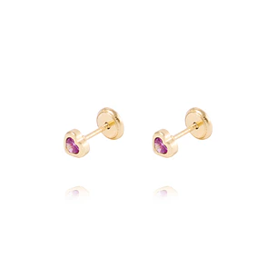 Aros de Oro 18kt Corazón Rubí