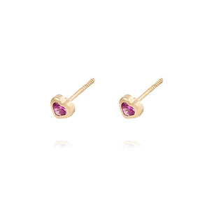 Aros de Oro 18kt Corazón Rubí