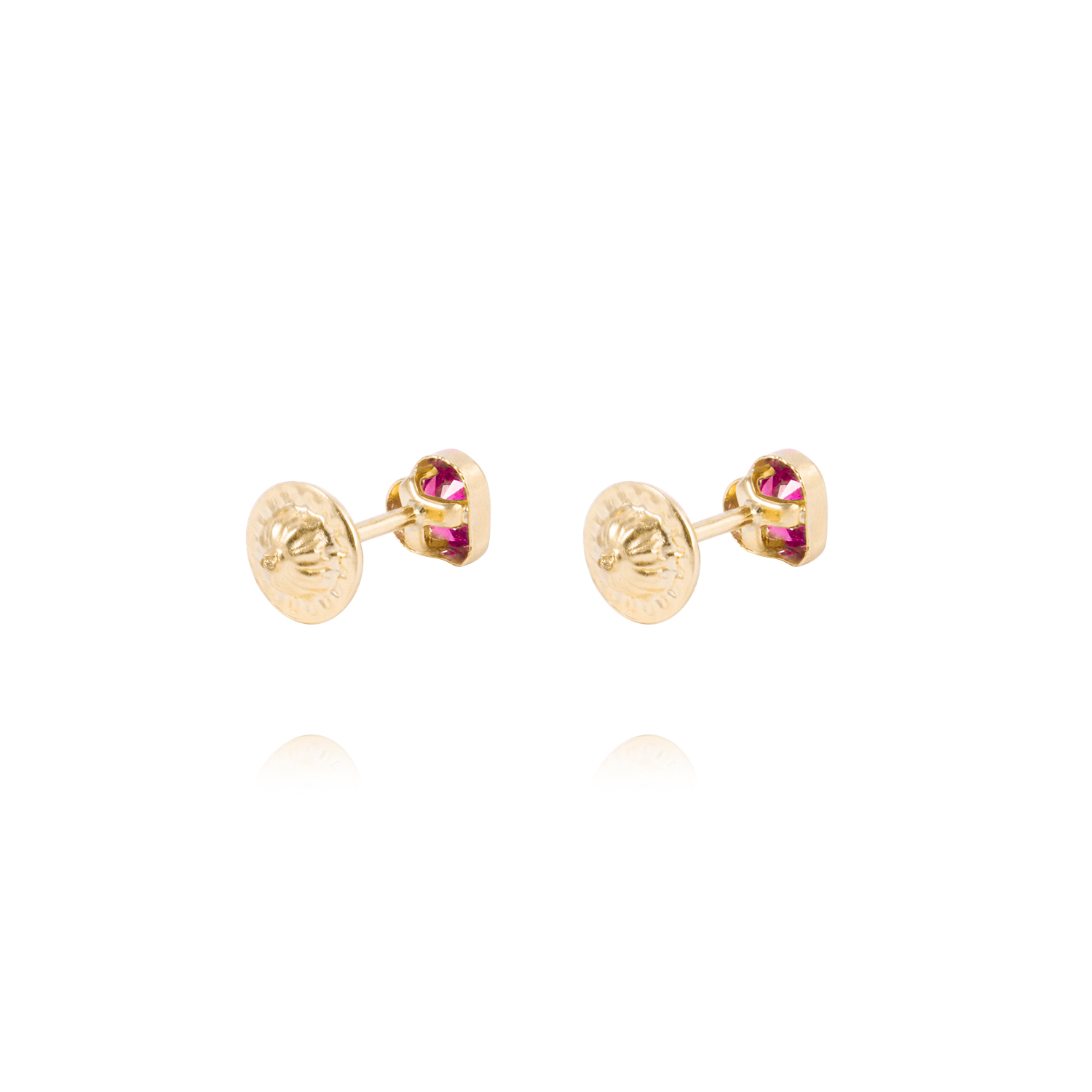 Aros de Oro 18kt Corazón Rubí 3