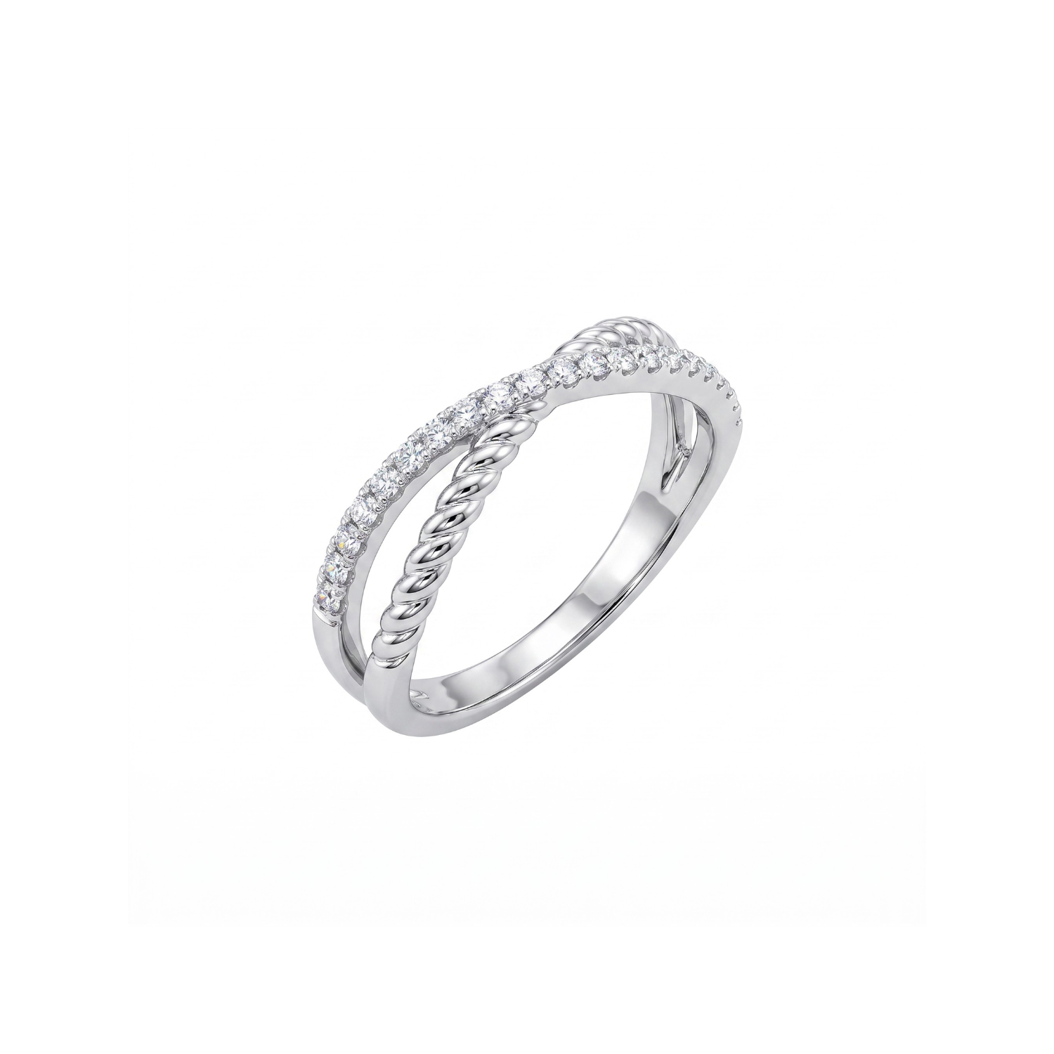 Anillo de Plata Esterlina 925 Medio Circon Entrelazado 3