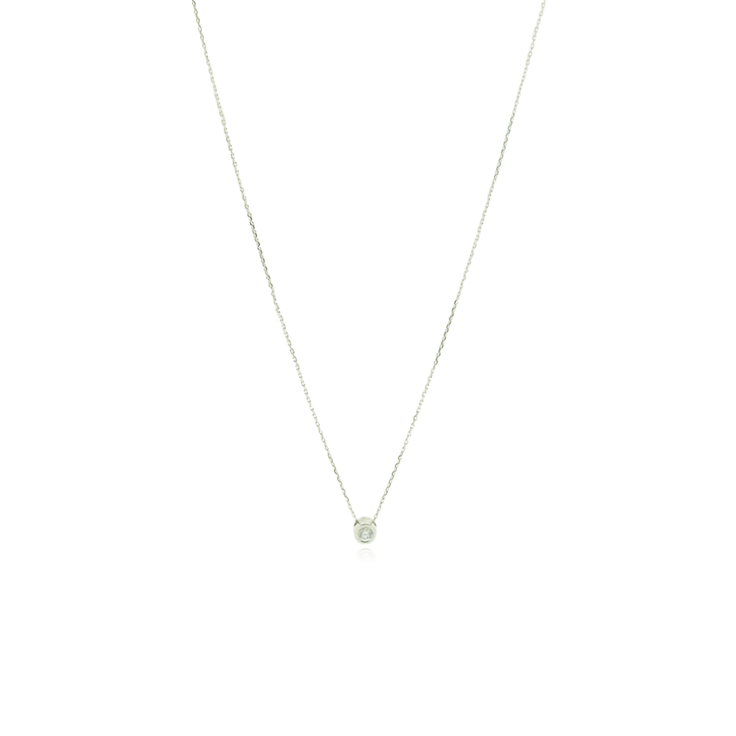 Diamante Collar de Oro Blanco 18kt Punto de Luz 6 Pts Totales Corte Brillante SI/H 1
