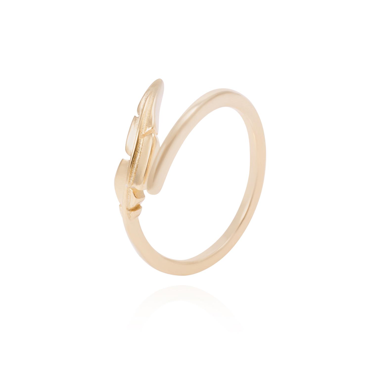 Anillo de Plata Esterlina Diseño de Hojas Estilizadas Revestido en Oro 18kt 1