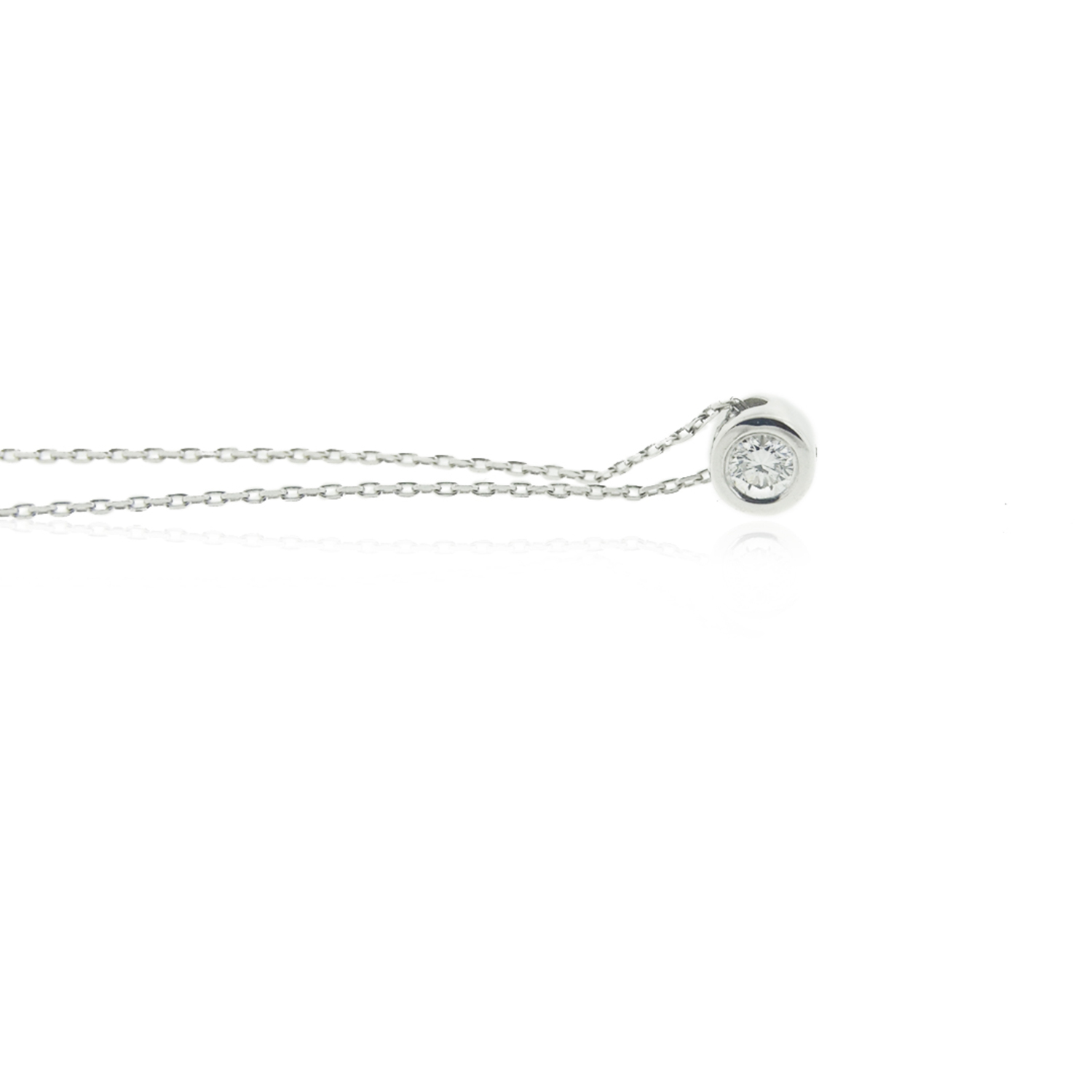 Diamante Collar de Oro Blanco 18kt Punto de Luz 6 Pts Totales Corte Brillante SI/H 2