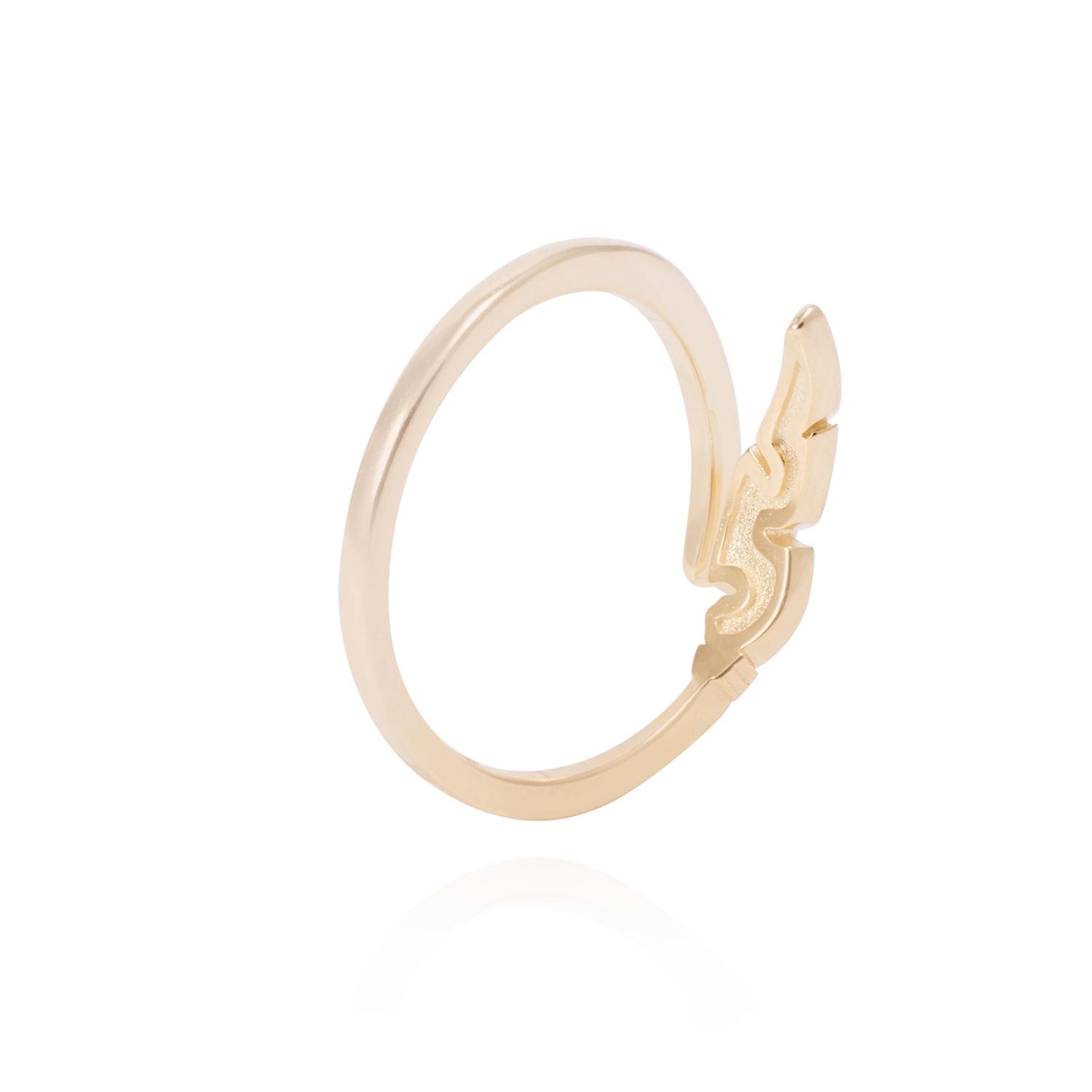 Anillo de Plata Esterlina Diseño de Hojas Estilizadas Revestido en Oro 18kt 3
