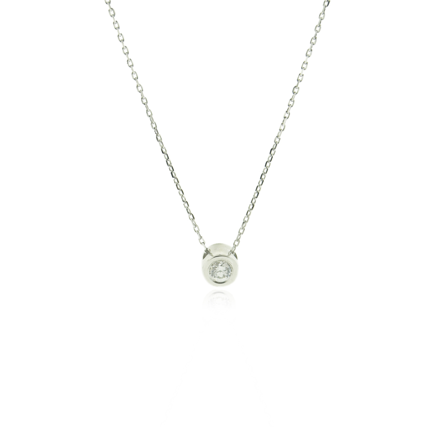 Diamante Collar de Oro Blanco 18kt Punto de Luz 6 Pts Totales Corte Brillante SI/H 3