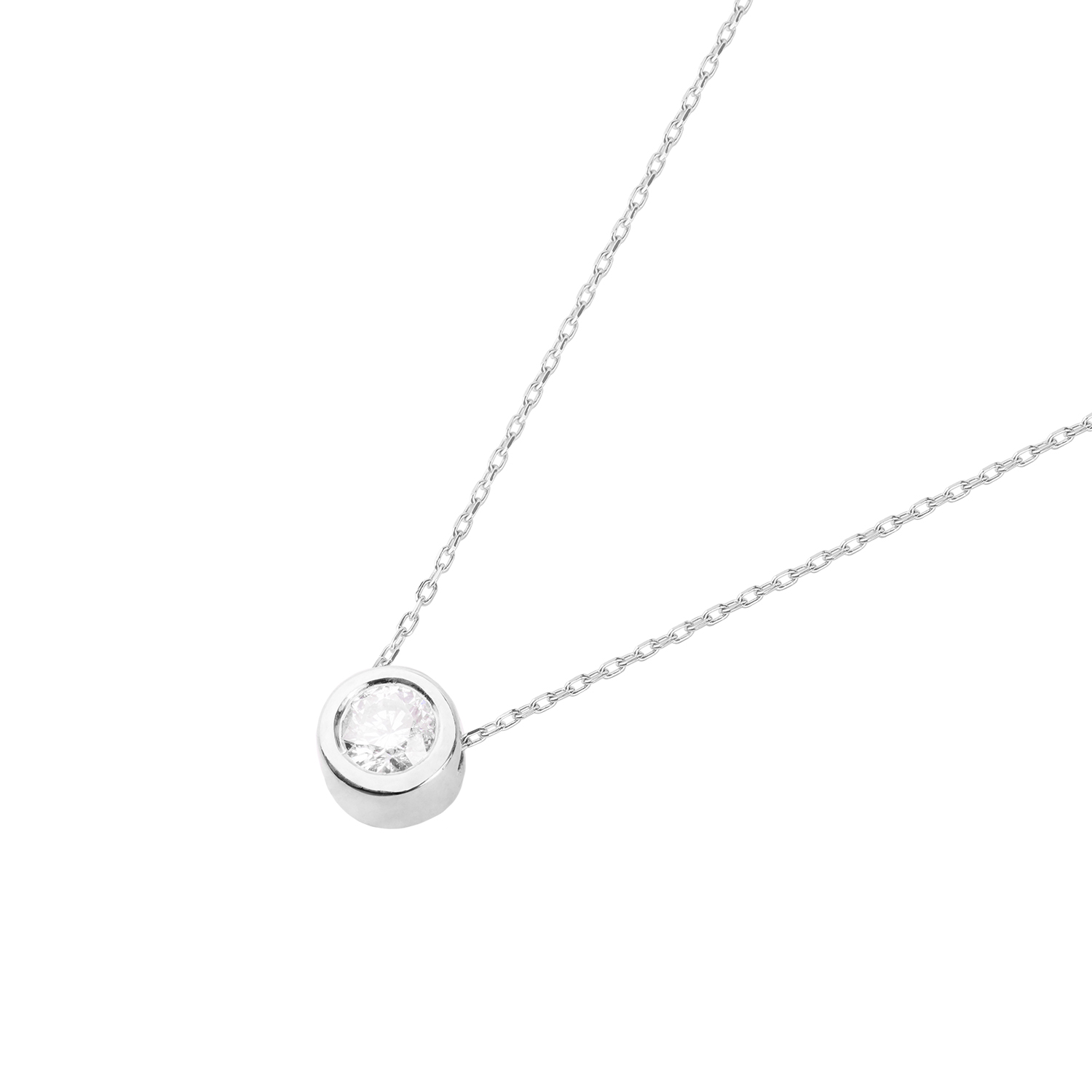 Collar Oro Blanco 18kt Diamantes de 8 Pts Punto de Luz 1