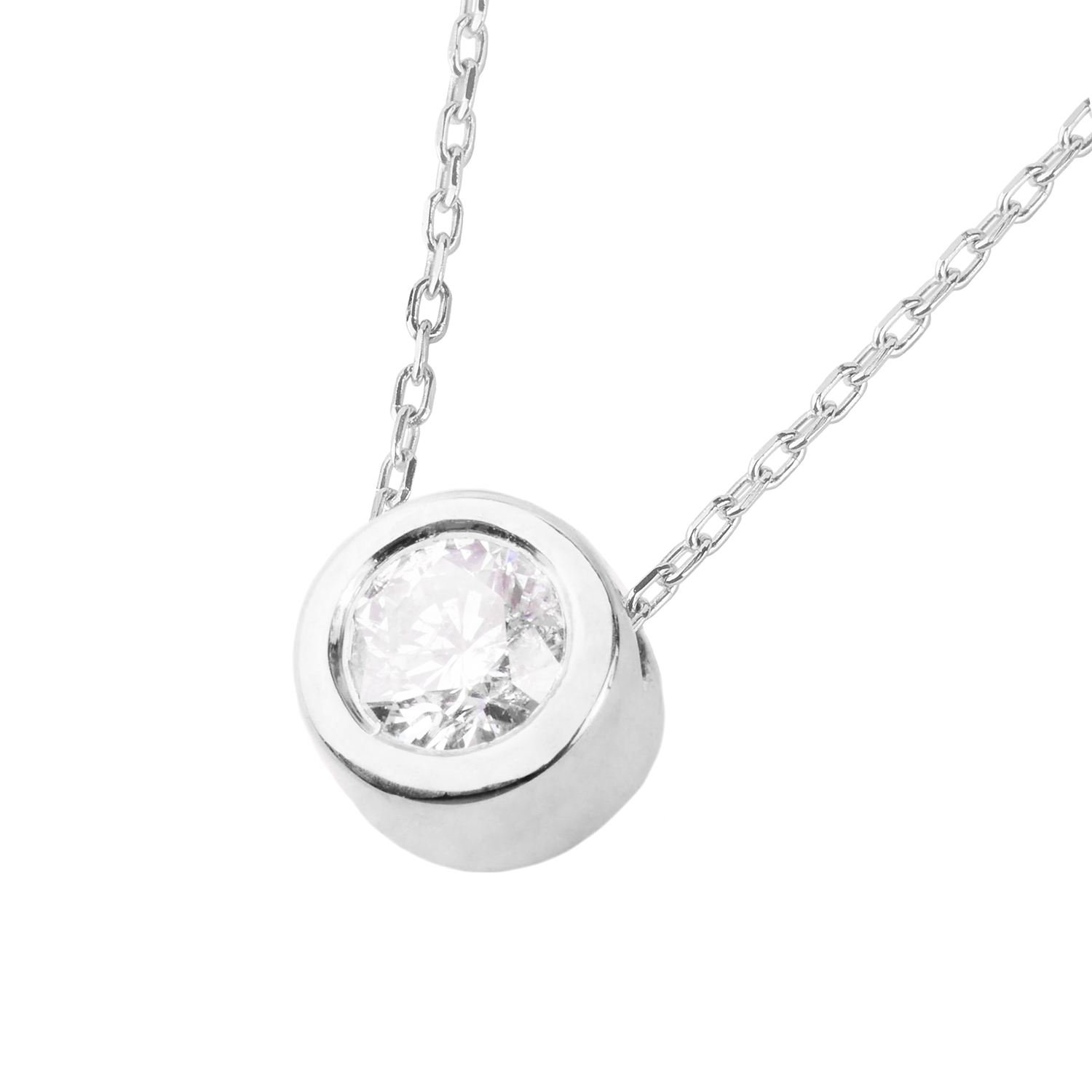 Collar Oro Blanco 18kt Diamantes de 8 Pts Punto de Luz 2