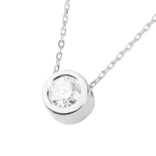Collar Oro Blanco 18kt Diamantes de 8 Pts Punto de Luz