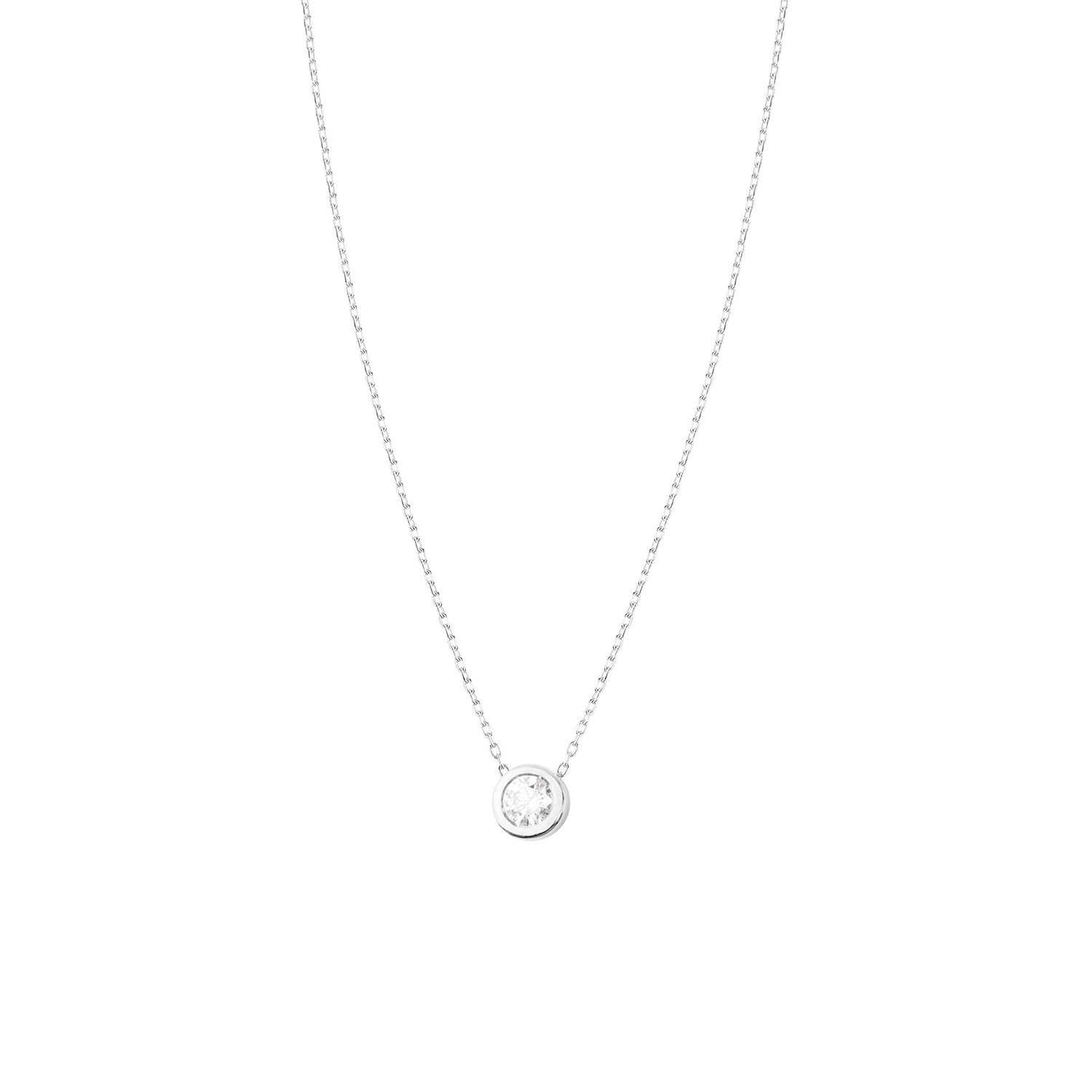 Collar Oro Blanco 18kt Diamantes de 8 Pts Punto de Luz 3