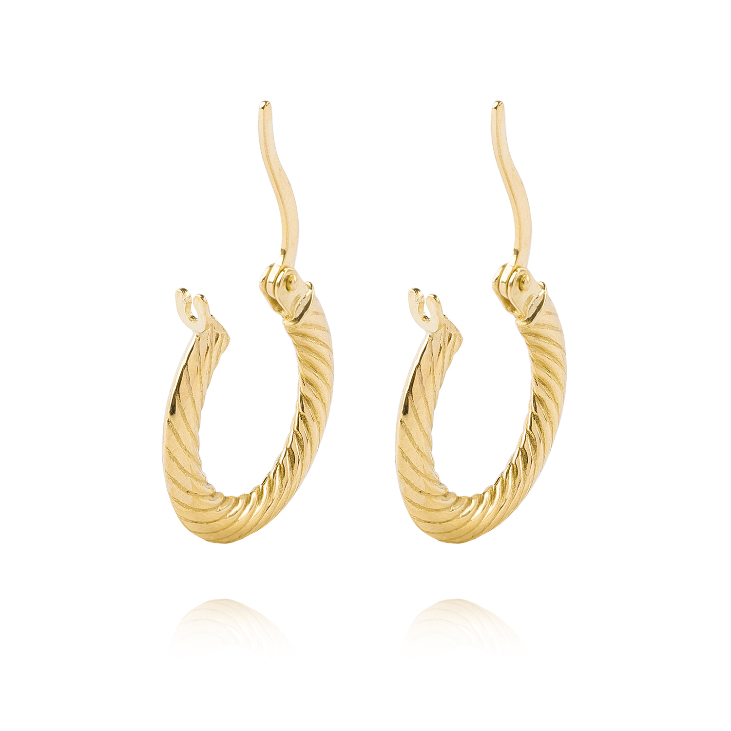 Aros de Oro 18kt Argollas Biseladas 3mm 3