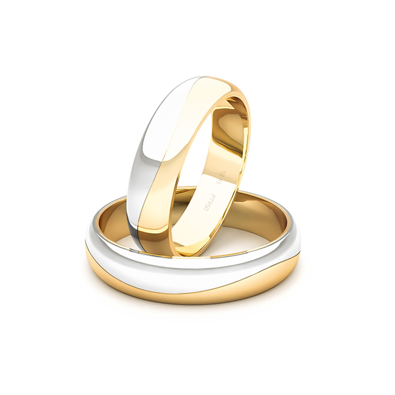 Par Argollas Matrimonio de Oro Bicolor con Platino Modelo Lumina 4,5mm 1