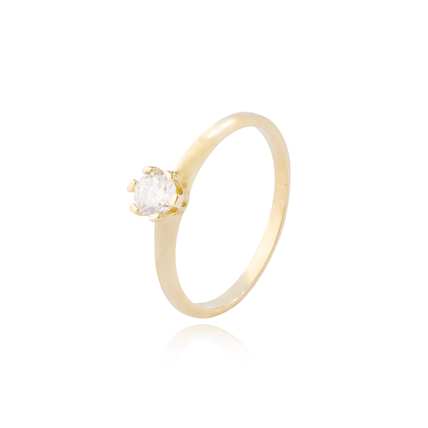 Anillo Compromiso de Oro 14kt Solitario Circonita 6 Grifas 1
