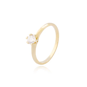 Anillo Compromiso de Oro 14kt Solitario Circonita 6 Grifas