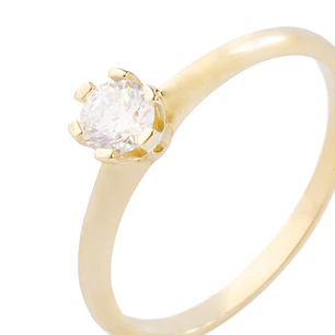 Anillo Compromiso de Oro 14kt Solitario Circonita 6 Grifas