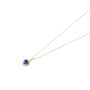 Colgante de Oro 18kt Corazón Circonita-Zafiros